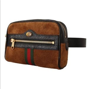 NWT Gucci Brown Suede Leather Ophidia Small Women's Belt Bags